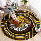 Hawthorn Hawks Round Carpet Indigenous Monochrome Dot Art Mascot Style
