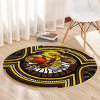 Hawthorn Hawks Round Carpet Indigenous Monochrome Dot Art Mascot Style