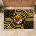 Hawthorn Hawks Rubber Doormat Indigenous Monochrome Dot Art Mascot Style