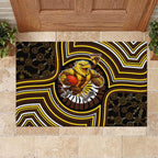 Hawthorn Hawks Rubber Doormat Indigenous Monochrome Dot Art Mascot Style