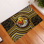 Hawthorn Hawks Rubber Doormat Indigenous Monochrome Dot Art Mascot Style