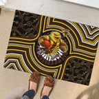 Hawthorn Hawks Rubber Doormat Indigenous Monochrome Dot Art Mascot Style