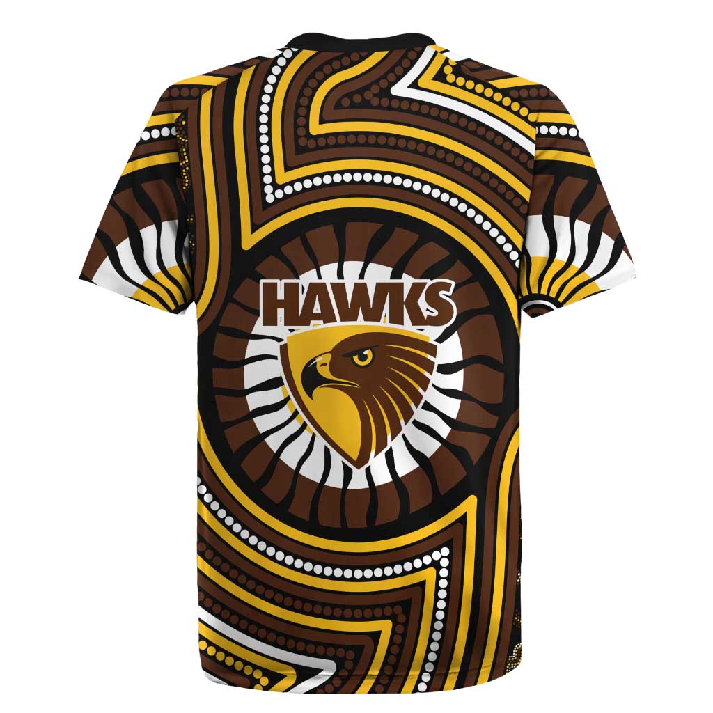 Hawthorn Hawks Rugby Jersey Indigenous Monochrome Dot Art Mascot Style
