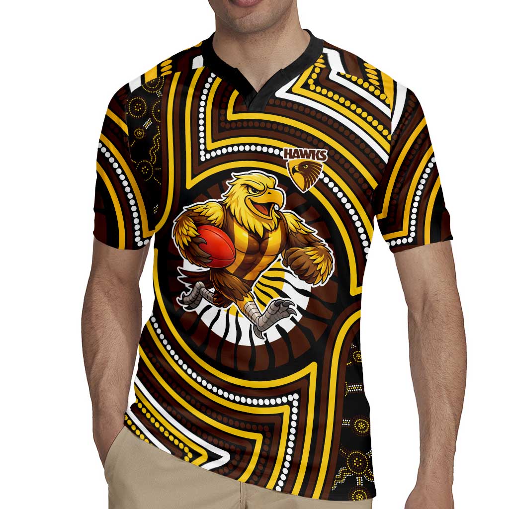 Hawthorn Hawks Rugby Jersey Indigenous Monochrome Dot Art Mascot Style