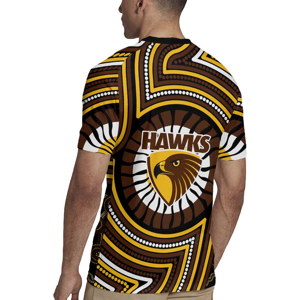 Hawthorn Hawks Rugby Jersey Indigenous Monochrome Dot Art Mascot Style