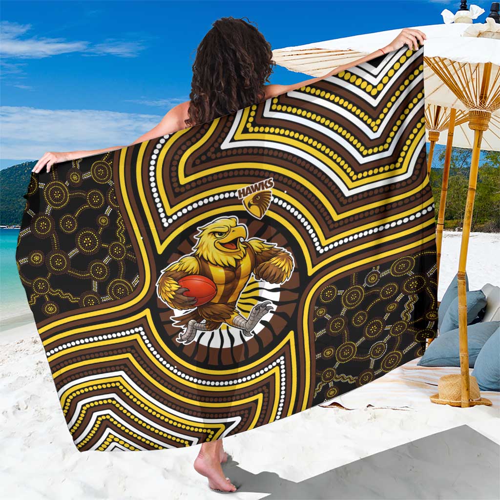 Hawthorn Hawks Sarong Indigenous Monochrome Dot Art Mascot Style