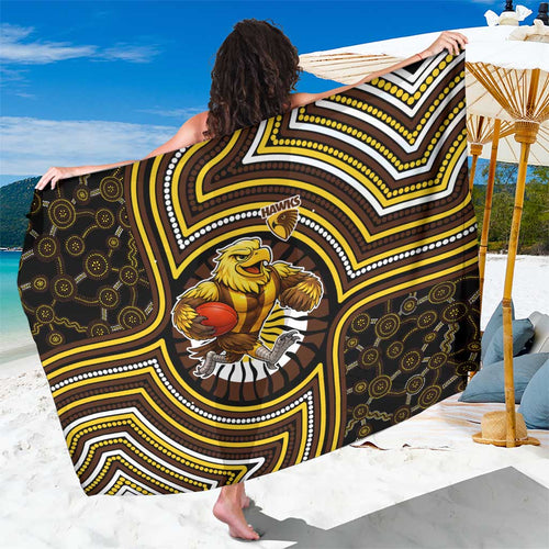 Hawthorn Hawks Sarong Indigenous Monochrome Dot Art Mascot Style
