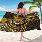 Hawthorn Hawks Sarong Indigenous Monochrome Dot Art Mascot Style