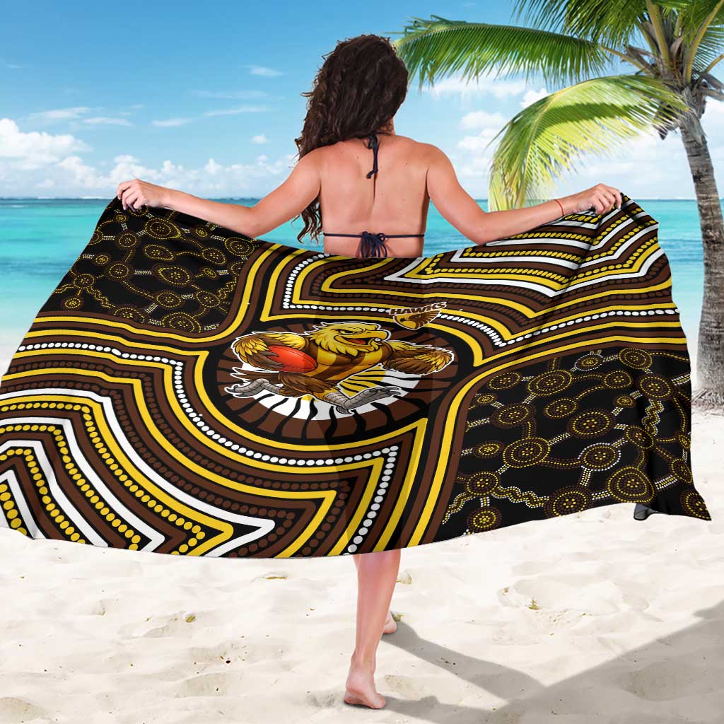 Hawthorn Hawks Sarong Indigenous Monochrome Dot Art Mascot Style