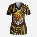 Hawthorn Hawks Scrub Top Indigenous Monochrome Dot Art Mascot Style