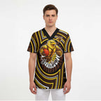 Hawthorn Hawks Scrub Top Indigenous Monochrome Dot Art Mascot Style