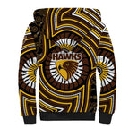 Hawthorn Hawks Sherpa Hoodie Indigenous Monochrome Dot Art Mascot Style