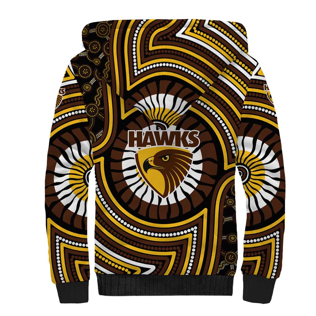 Hawthorn Hawks Sherpa Hoodie Indigenous Monochrome Dot Art Mascot Style