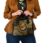 Hawthorn Hawks Shoulder Handbag Indigenous Monochrome Dot Art Mascot Style
