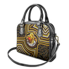 Hawthorn Hawks Shoulder Handbag Indigenous Monochrome Dot Art Mascot Style
