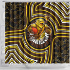 Hawthorn Hawks Shower Curtain Indigenous Monochrome Dot Art Mascot Style