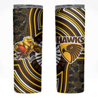 Hawthorn Hawks Skinny Tumbler Indigenous Monochrome Dot Art Mascot Style