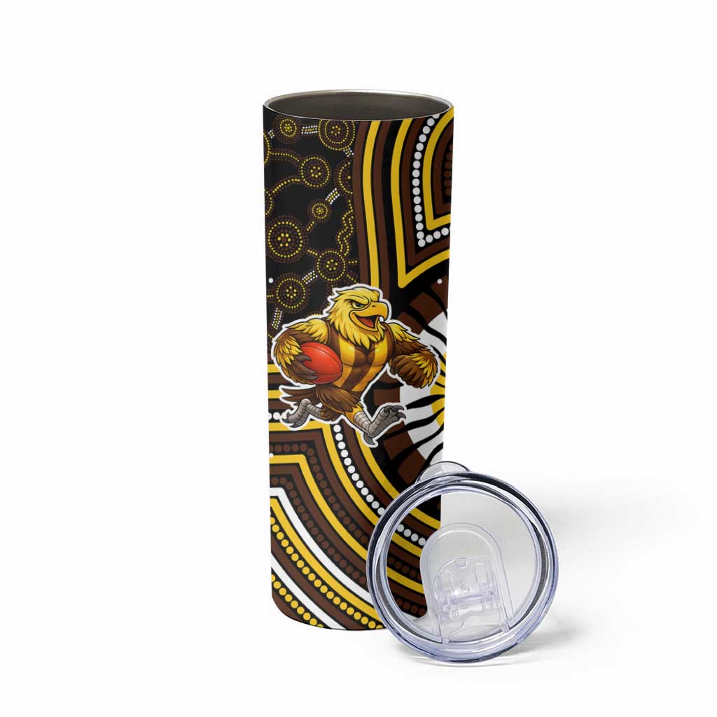 Hawthorn Hawks Skinny Tumbler Indigenous Monochrome Dot Art Mascot Style