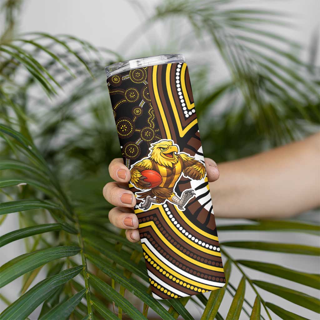 Hawthorn Hawks Skinny Tumbler Indigenous Monochrome Dot Art Mascot Style