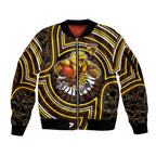 Hawthorn Hawks Sleeve Zip Bomber Jacket Indigenous Monochrome Dot Art Mascot Style