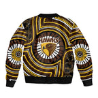 Hawthorn Hawks Sleeve Zip Bomber Jacket Indigenous Monochrome Dot Art Mascot Style