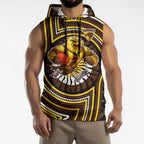 Hawthorn Hawks Sleeveless Hoodie Indigenous Monochrome Dot Art Mascot Style