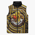 Hawthorn Hawks Sleeveless Puffer Jacket Indigenous Monochrome Dot Art Mascot Style