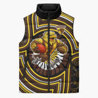Hawthorn Hawks Sleeveless Puffer Jacket Indigenous Monochrome Dot Art Mascot Style