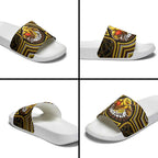 Hawthorn Hawks Slide Sandals Indigenous Monochrome Dot Art Mascot Style