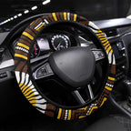 Hawthorn Hawks Steering Wheel Cover Indigenous Monochrome Dot Art Mascot Style