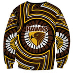 Hawthorn Hawks Sweatshirt Indigenous Monochrome Dot Art Mascot Style