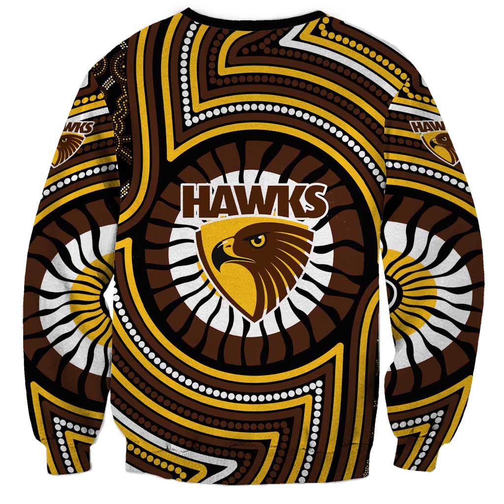Hawthorn Hawks Sweatshirt Indigenous Monochrome Dot Art Mascot Style