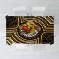 Hawthorn Hawks Tablecloth Indigenous Monochrome Dot Art Mascot Style