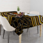 Hawthorn Hawks Tablecloth Indigenous Monochrome Dot Art Mascot Style