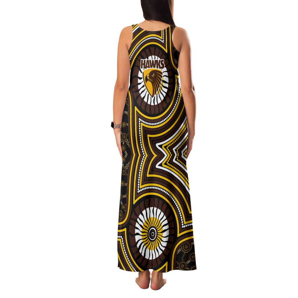Hawthorn Hawks Tank Maxi Dress Indigenous Monochrome Dot Art Mascot Style