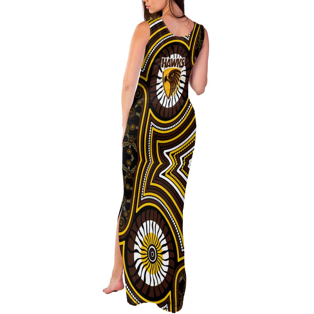 Hawthorn Hawks Tank Maxi Dress Indigenous Monochrome Dot Art Mascot Style