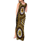 Hawthorn Hawks Tank Maxi Dress Indigenous Monochrome Dot Art Mascot Style