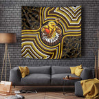 Hawthorn Hawks Tapestry Indigenous Monochrome Dot Art Mascot Style