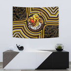 Hawthorn Hawks Tapestry Indigenous Monochrome Dot Art Mascot Style