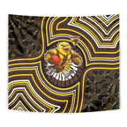 Hawthorn Hawks Tapestry Indigenous Monochrome Dot Art Mascot Style