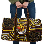 Hawthorn Hawks Travel Bag Indigenous Monochrome Dot Art Mascot Style