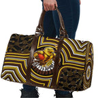 Hawthorn Hawks Travel Bag Indigenous Monochrome Dot Art Mascot Style