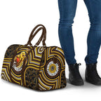 Hawthorn Hawks Travel Bag Indigenous Monochrome Dot Art Mascot Style