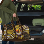 Hawthorn Hawks Travel Bag Indigenous Monochrome Dot Art Mascot Style