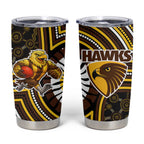 Hawthorn Hawks Tumbler Cup Indigenous Monochrome Dot Art Mascot Style