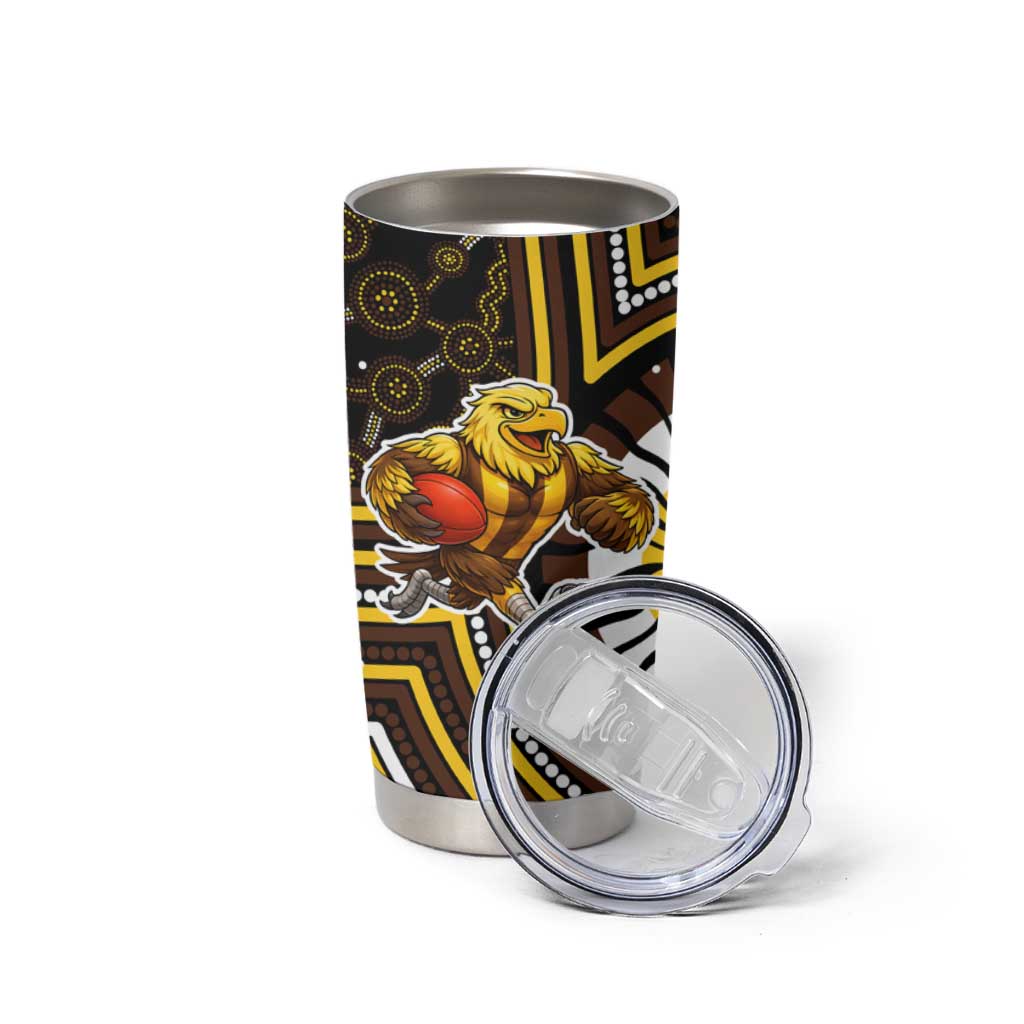 Hawthorn Hawks Tumbler Cup Indigenous Monochrome Dot Art Mascot Style