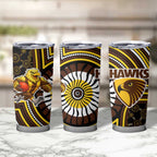 Hawthorn Hawks Tumbler Cup Indigenous Monochrome Dot Art Mascot Style