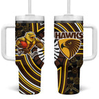 Hawthorn Hawks Tumbler With Handle Indigenous Monochrome Dot Art Mascot Style