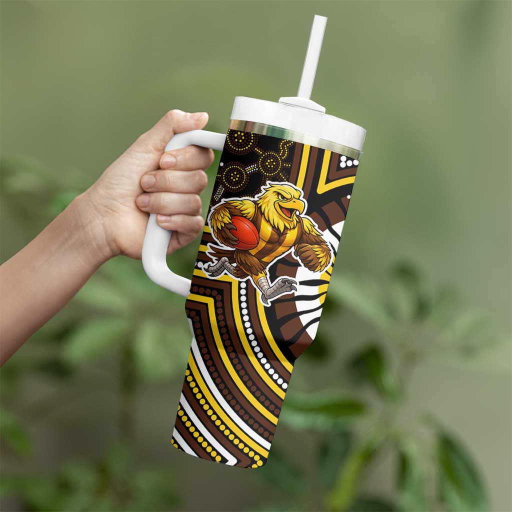 Hawthorn Hawks Tumbler With Handle Indigenous Monochrome Dot Art Mascot Style