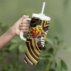 Hawthorn Hawks Tumbler With Handle Indigenous Monochrome Dot Art Mascot Style